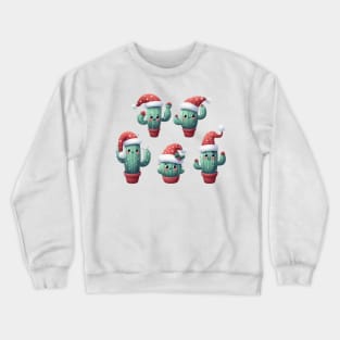 Cute Christmas Cactus Illustration Crewneck Sweatshirt